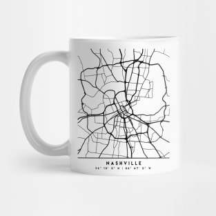 NASHVILLE TENNESSEE BLACK CITY STREET MAP ART Mug